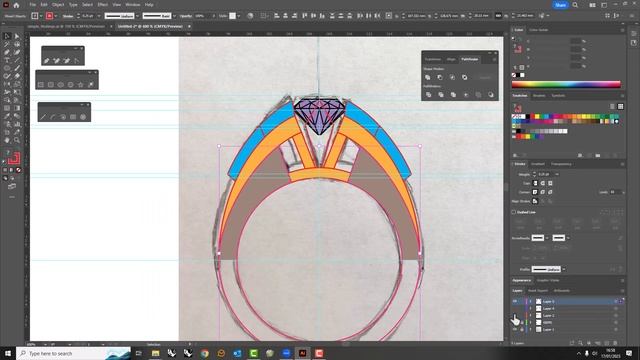 Adobe Illustrator 2D CAD Technical Drawing Demo - Ring Orthographic Drawing смотреть онлайн