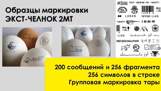 Маркировочный комплекс "ЭКСТ – ЧЕЛНОК 2МТ" предназначен для маркировки яиц на небольших предприятия