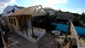 Строительство каркасной пристройки с террасой TimeLapse