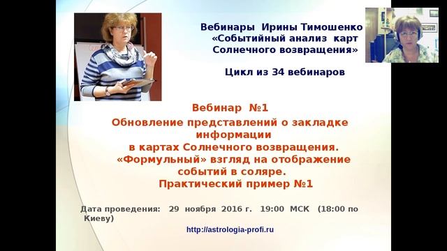Школа астрологии - Событийный анализ  карт Солнечного возвращения 1