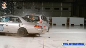 Высокоскоростной боковой краш тест Honda Fit и Toyota Camry