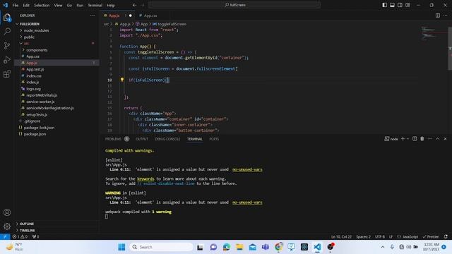 Toggle Fullscreen Mode on Click in React Js | React Component Tutorial | React jsTutorial