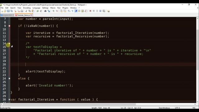 factorial iterative and recursive in javascript