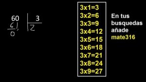 dividir 60 entre 3 , como dividir