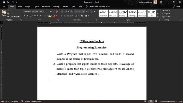 Lec#10 If Statement Example in Java Programming | Java Programming in Urdu | Example 1