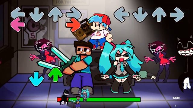 Friday Night Funkin' But Steve Minecraft , Miku VS Cartoon Cat 2 [FNF Mod] смотреть онлайн