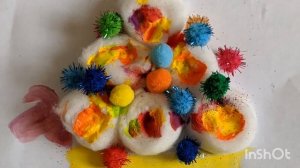 (eng.subt.)Поделки из ватных шариков, ваты для детей. Kid's crafting. Cotton balls. Аппликации, дет