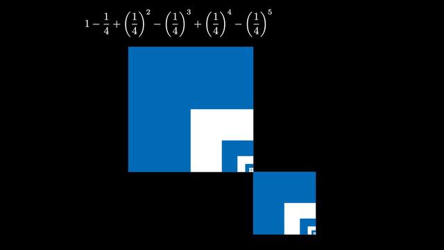 Geometric Series: Alternating Sum of Powers of 1/4 (visual proof)