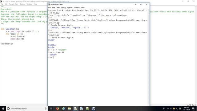 Python Practice Problem 10 whitespace.lower.py