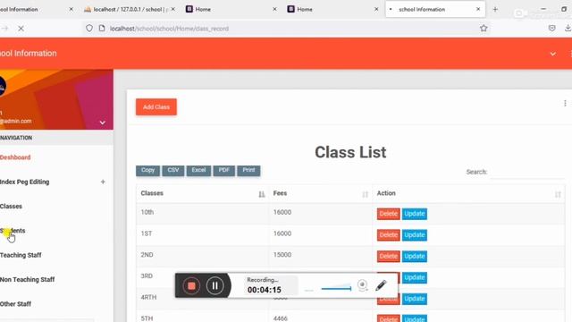 School Management System Project in PHP/Codeigniter