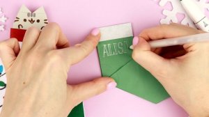 Оригами НОСКИ с Котиком Пушин | DIY Новый год | Origami Christmas Socks with Cat Pusheen |Gift Idea