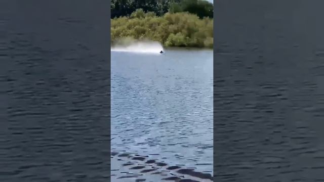 rc car driving/drifting across the lake