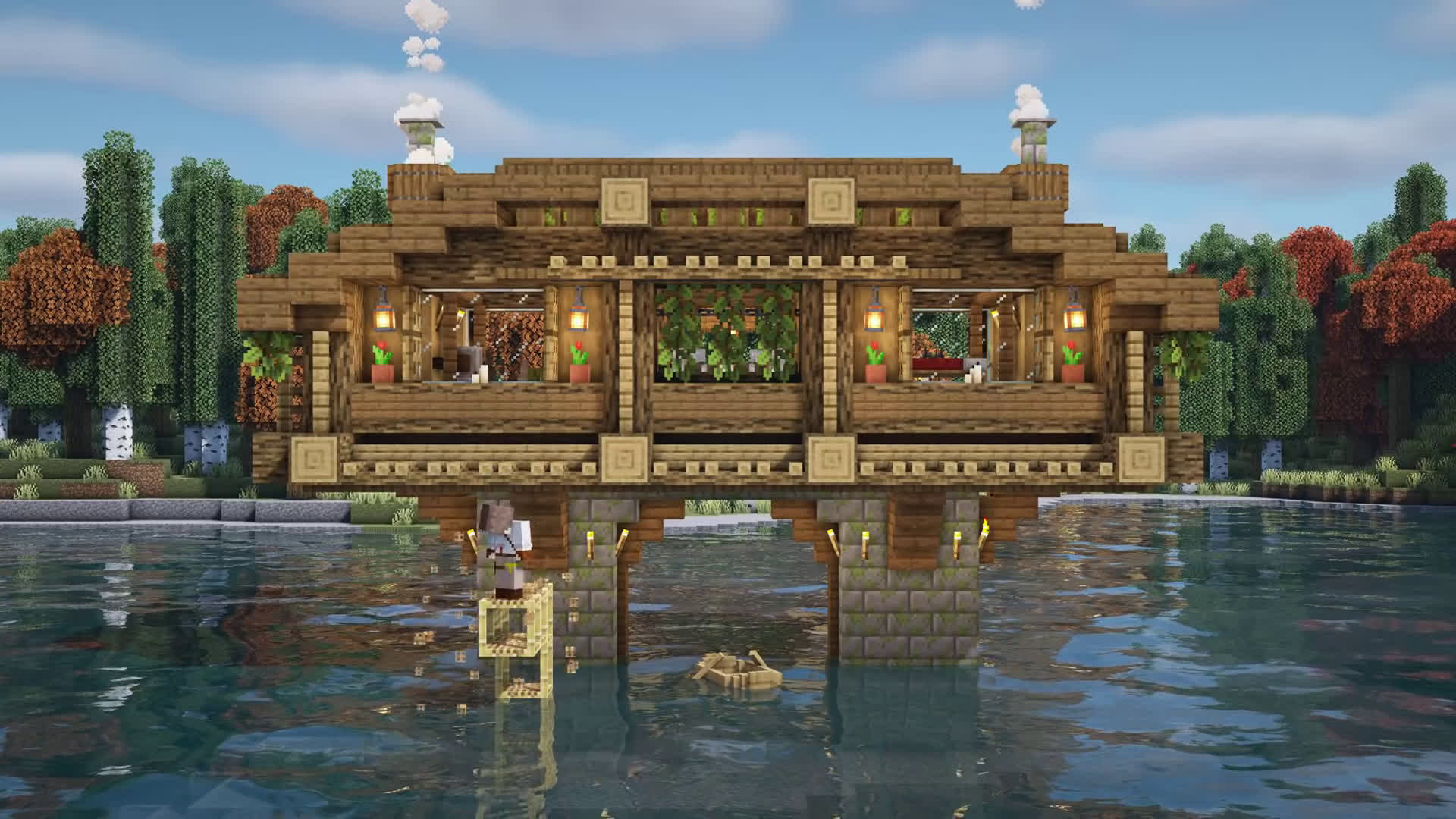 Учебник по майнкрафту, как построить небольшой дом у озера, minecraft.