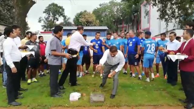 Mr. Sunil Bhaskaran, Cesar Ferrando and squad unveiling the new practice ground