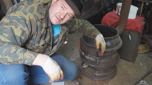 Буржуйка для казана готова, первый запуск смотреть онлайн