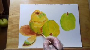 ? как нарисовать айву маслом, как нарисовать плоды айвы