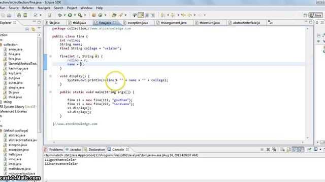 6.Final keyword in Java with Example in Tamil