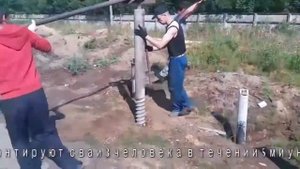 Монтаж бетонной винтовой сваи в обводненном грунте