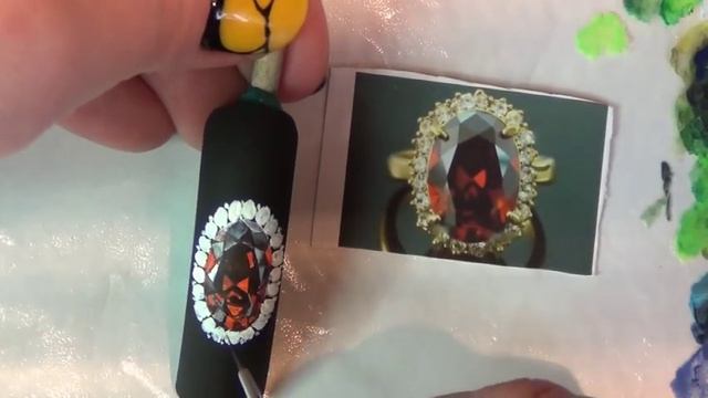 РИСУЕМ КРАСНЫЙ драгоценный КАМЕНЬ на ногтях/ДИЗАЙН НОГТЕЙ/draw a gem with watercolor смотреть онлайн