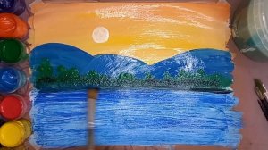 Рисуем красками. Летний пейзаж с березками. Легкий и простой летний рисунок