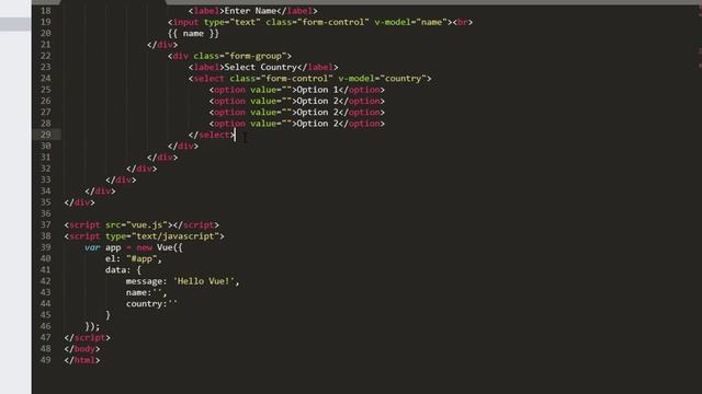 Vue JS Bangla Tutorial - Select Data Binding Vue js Part 4 - 2019 by Coding Xpress