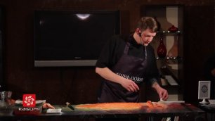 Разделка лосося и приготовление суши японскими ножами Masahiro