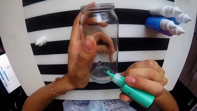 DIY: Витражные краски. Оформление стеклянной банки #handmade смотреть онлайн
