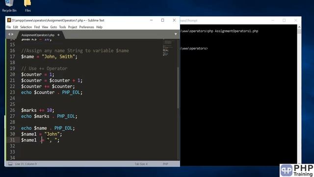 Assignment Operator - PHP Assignment Operators Tutorial