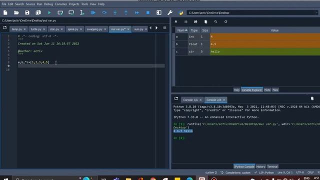 One Line Code in python -Lec 3 Multiple Variable Assignment@learninglaunch2181