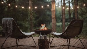 Relaxing nature sounds no music-cozy porch ambience-3h crickets and fireplace sounds-relax & sleep