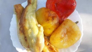 Салат из овощей запеченных на мангале