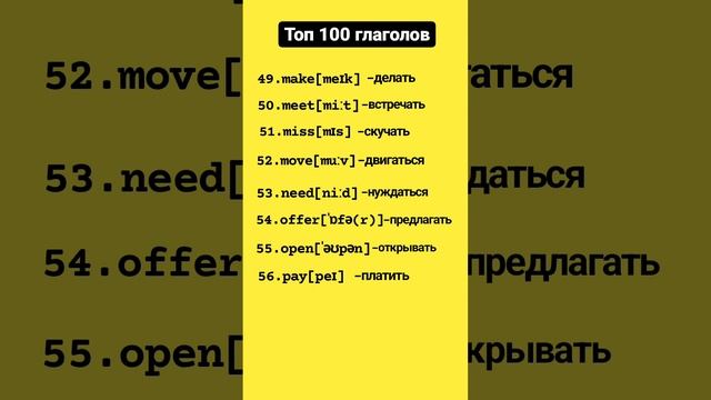 ?ТОП 100 популярных английских глаголов. Транскрипция, озвучка.  #english