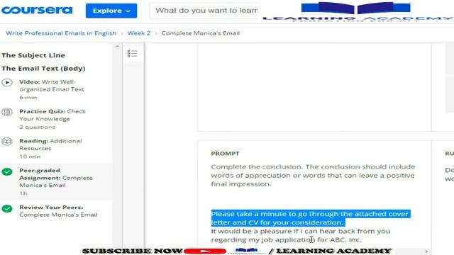 Write Professional Emails in English Coursera Quiz Answers, Week (1-5) Quiz Answers with Assignment смотреть онлайн