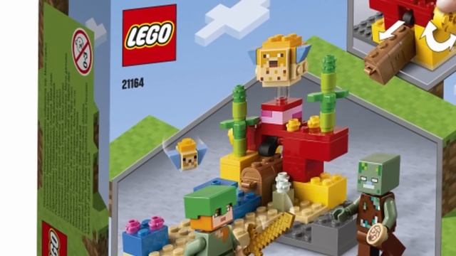 Новинки Лего Майнкрафт 2021 Коралловый риф и Дом Свинья. Утопленник в LEGO Minecraft смотреть онлайн
