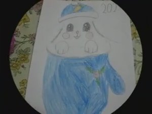 Рисуем картинку "Кролик в варежке". Простой рисунок карандашами | Для детей