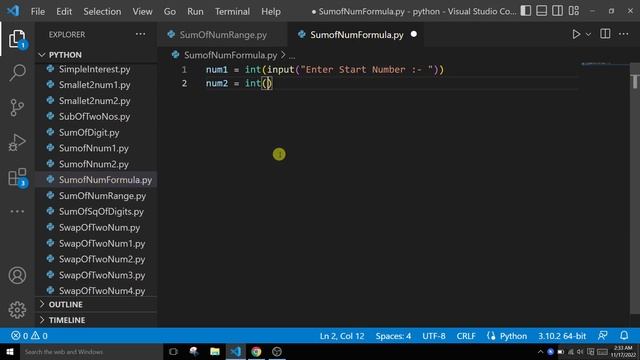 Sum of Number in Given Range using Formula in Python | Sum the numbers from 1 to 100