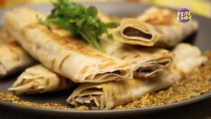 Рулетики из лаваша. Горячая закуска из лаваша с куриной печенью и сыром. Паштет из куриной печени