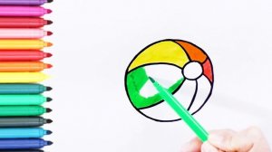 Раскраска для детей РАДУЖНЫЙ МЯЧ. Как нарисовать МЯЧИК. Мультик - раскраска. УЧИМ ЦВЕТА на русском