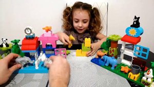 Ксюша и Папа собирают лего зоопарк. конструктор лего. лего дупло. Lego duplo! lego zoo.