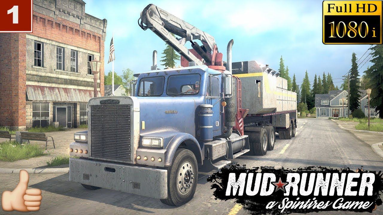 Spintires: MudRunner gameplay american wilds Freightliner FLD 120