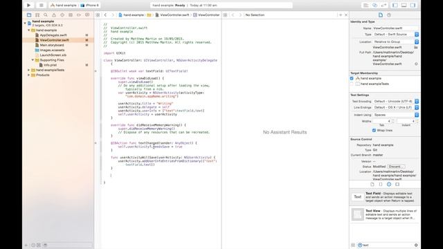 Hand Off Tutorial 2: Opening app with hand off
