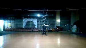 Эквилибр на вольно-стоящей лестнице.