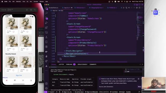 Navigation | Hide Navbar | AWS Data Store | React Native tutorial| (Flowery Gift App)| Ep 12