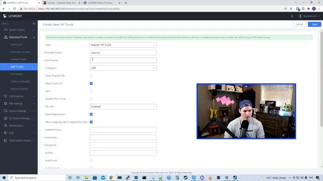 SIP Trunk Configuration on Grandstream UCM 6301 смотреть онлайн