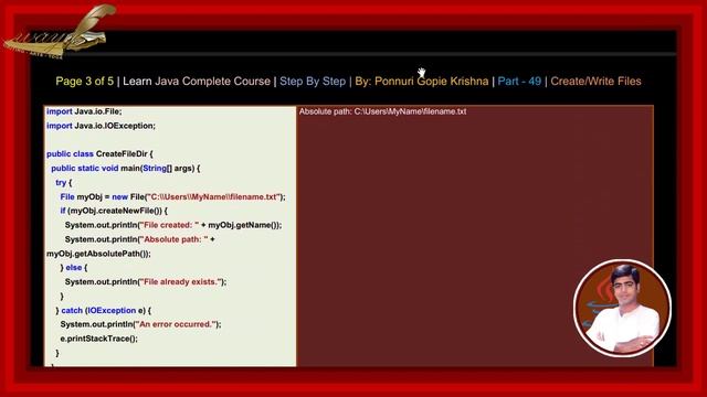 Learn Java Complete Course | Step By Step | Create/Write Files | By: Ponnuri Gopie Krishna | Part-4 смотреть онлайн