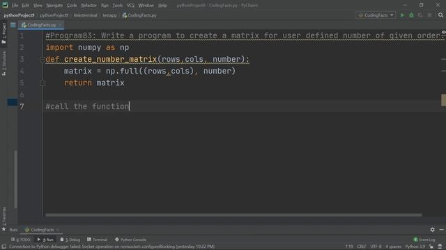 Create Matrix With Specific Number | Program 83 | Solutions For Python 100 Exercises | CodingFacts