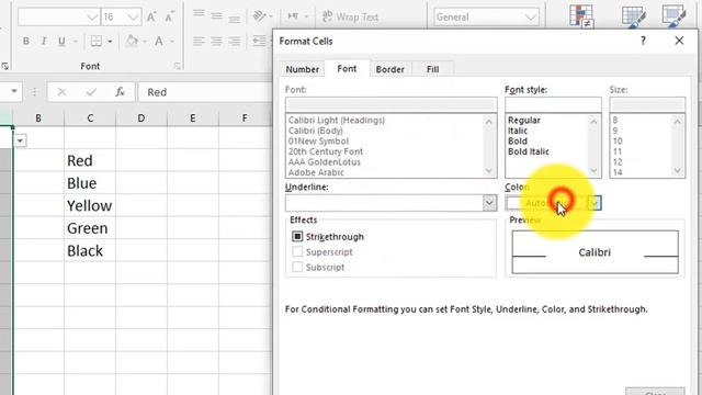 How To Add Color into Drop Down List In Excel