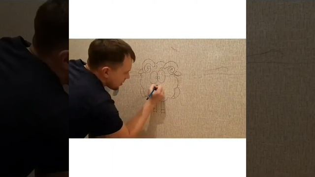 Как нарисовать Бараша из СМЕШАРИКОВ. Рисуем просто. Учимся рисовать на обоях. Развлекаемся дома смотреть онлайн