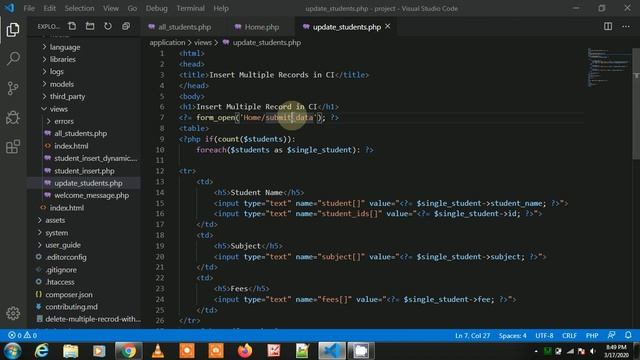update multiple record in codeigniter