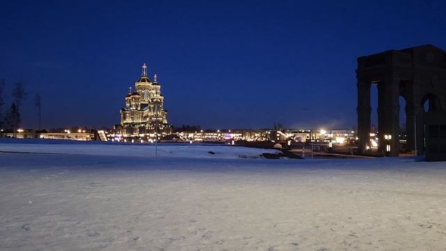 Москва. Собор Воскресения Христова. Вечерняя подсветка. Март 2023 года. смотреть онлайн